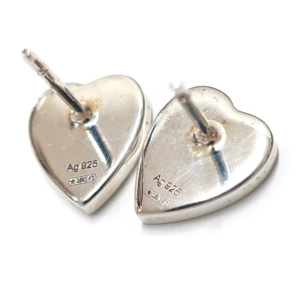 GUCCI GG Heart Pierced Stud Earrings 925 Silver - Picture 2 of 3